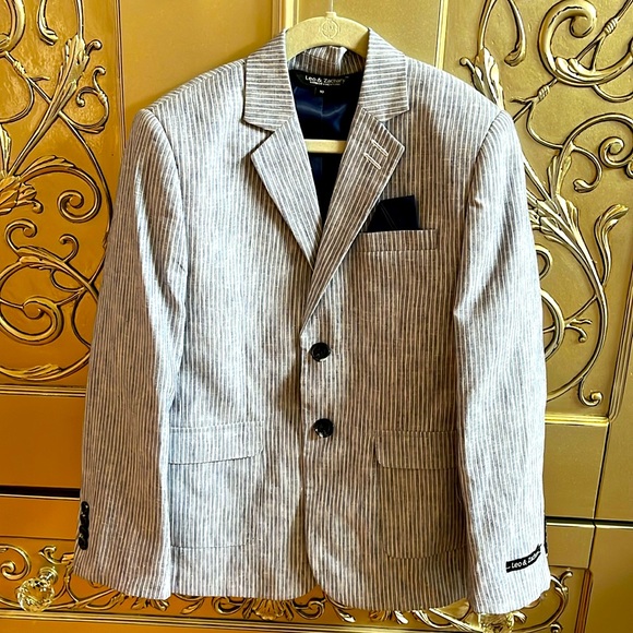 Leo & Zachary Boys Sz 10 Striped Blue Suit
